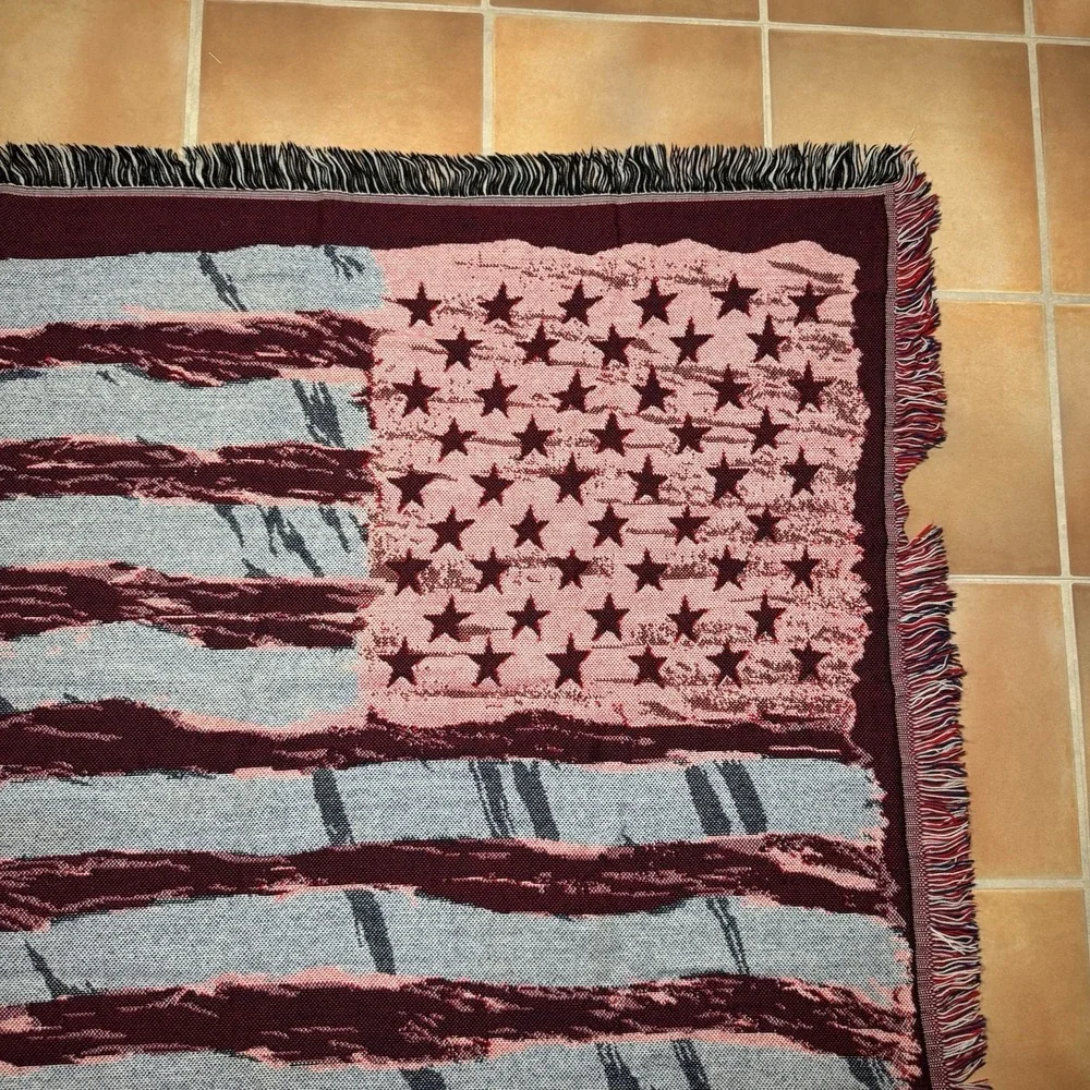 American Flag Vintage Tapestry Throw Blanket Patriotic USA Northwest Company - Picture 9 of 14